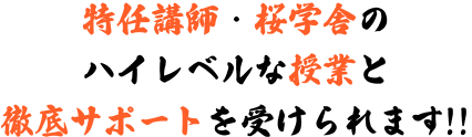 特任講師・桜学舎のハイレベルな授業と徹底サポートを受けられます！